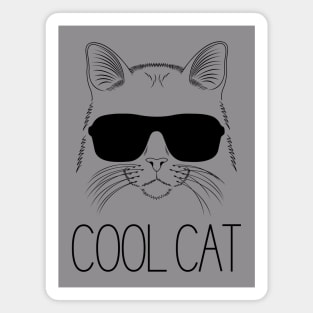 Cool Cat Illustration+Type Design Black Magnet